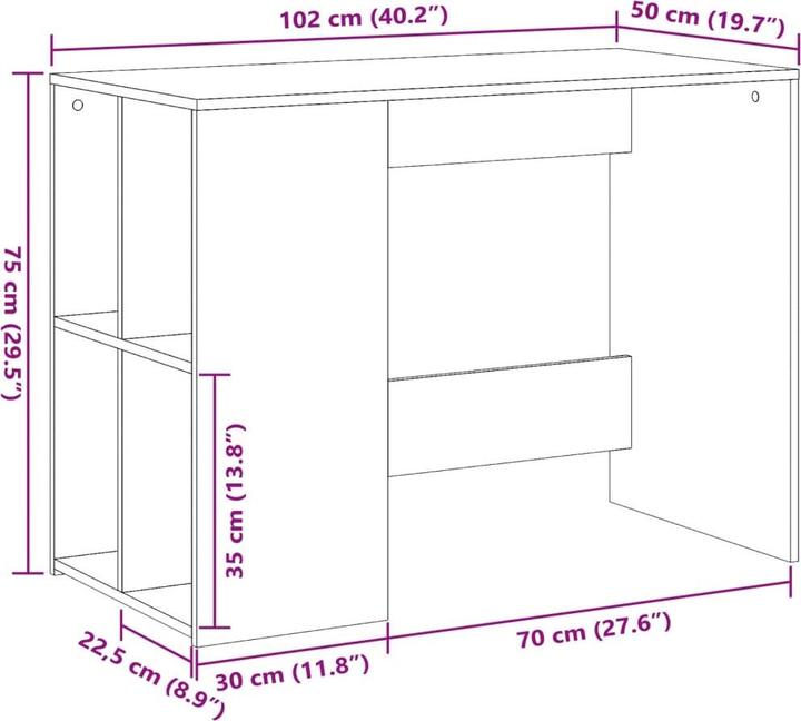 Actual product image VidaXL Desk (102 x 50 x 75 cm)