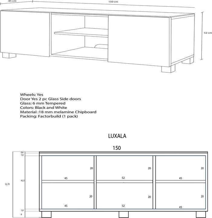 Produktbild VCM Holz TV Lowboard Fernsehschrank Luxala mit Rollen (150 x 45 x 50 cm)