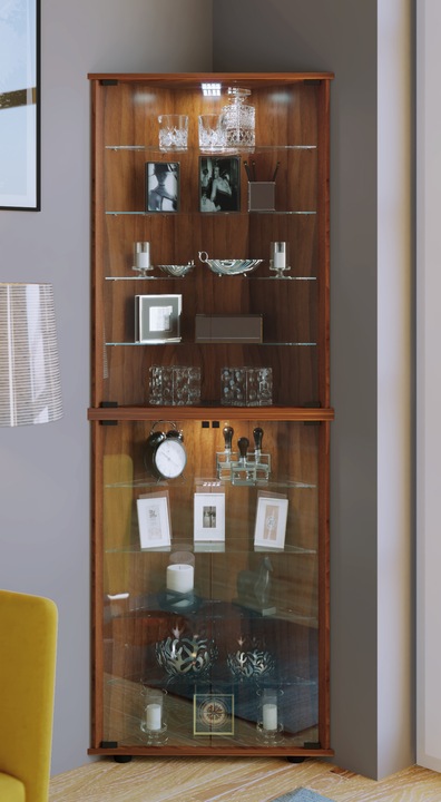 Image du produit VCM Collection de vitrines d'angle en bois et verre Vecko Maxi (176 x 67 x 23 cm)