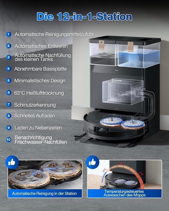 Productafbeelding Ecovacs Deebot T50 Max Pro Omni Gen2 (18500 Pa, Veeg)