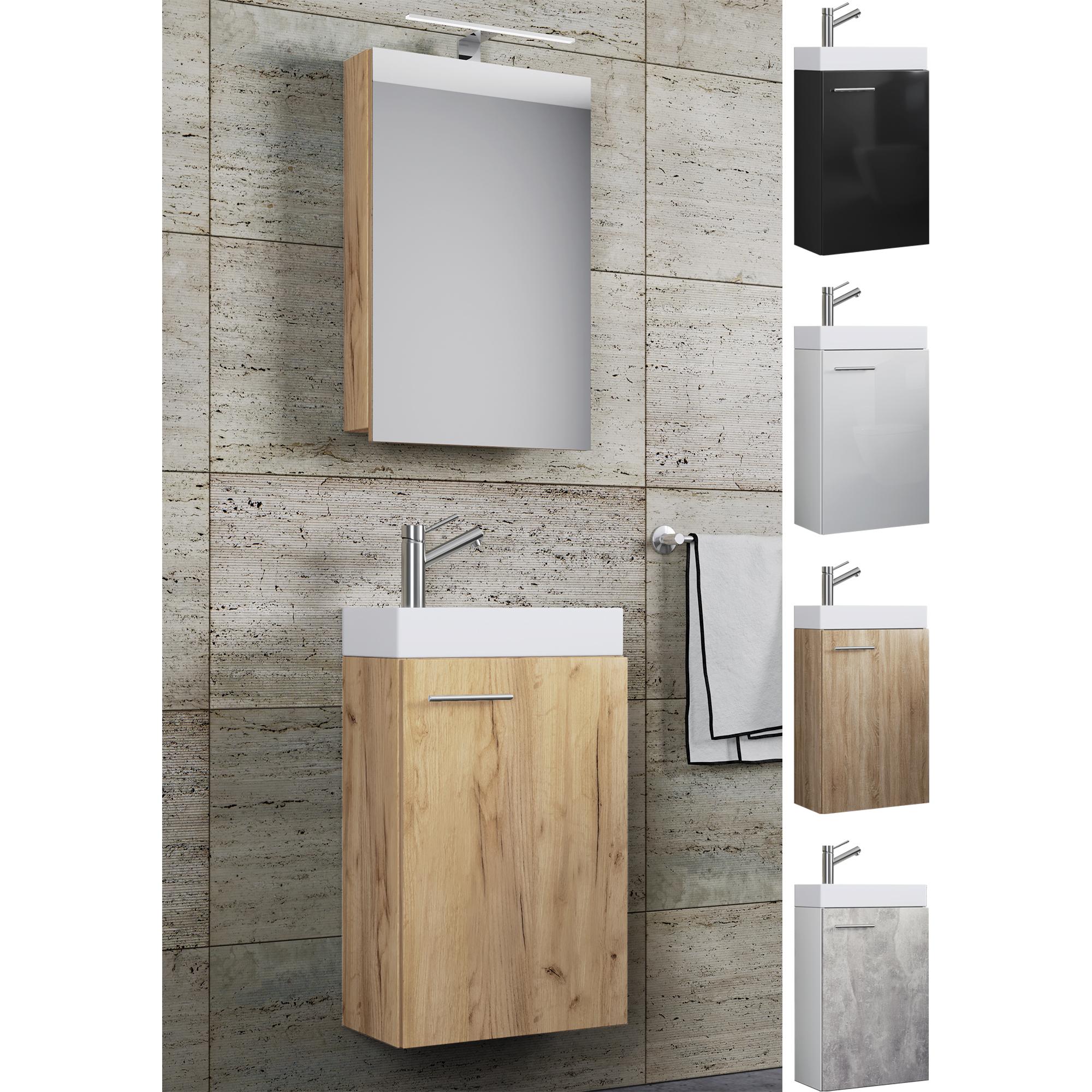 VCM, Badmöbelset, 3 tlg. Gäste WC Waschplatz Waschtisch Slito Spiegel