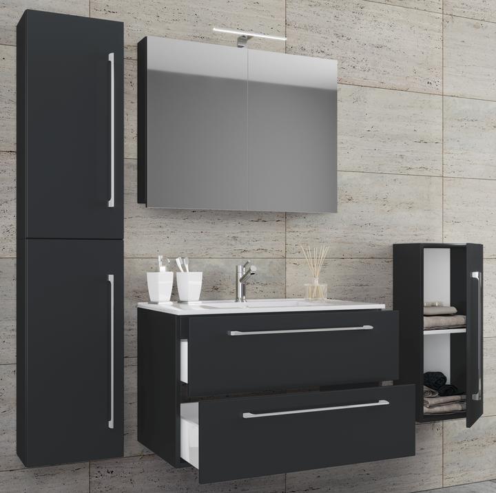 Actual product image VCM 5-piece wash place washbasin Badinos 2 drawers mirror cabinet