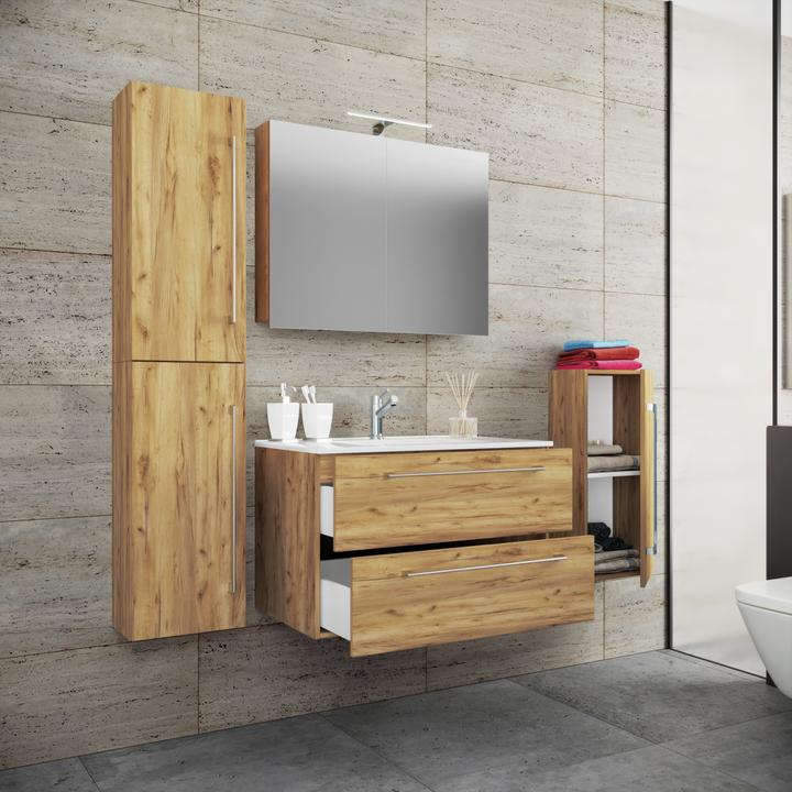 Actual product image VCM 5-piece wash place washbasin Badinos 2 drawers mirror cabinet
