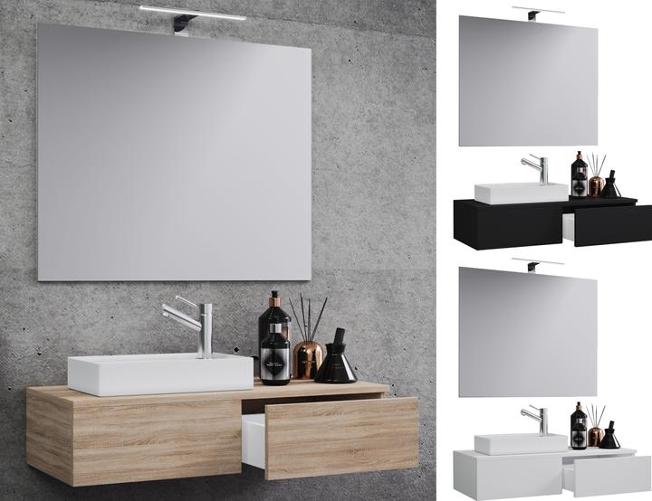 VCM 3-piece guest toilet wash place washbasin Gudas mirror
