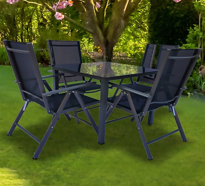 Actual product image VCM 5 tlg Alu Glas Gartenset Sitzgruppe 80SW (80 cm)