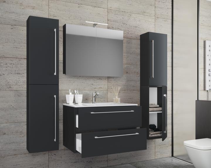 Produktbild VCM 5.-tlg. Waschplatz Waschtisch Badinos 2 Schubladen Spiegelschrank