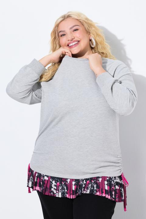 Produktbild Ulla Popken Sweatshirt, seitliche Raffbänder, Rundhals, Langarm (58)