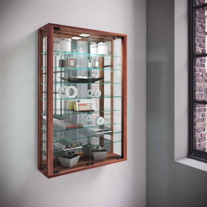 Actual product image VCM Collection Wall Display Case Wood Glass Vitrosa Mini Mirror (59 x 18 x 91 cm)