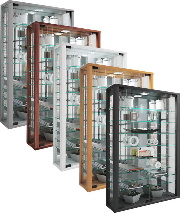 Produktbild VCM Sammel Wandvitrine Holz Glas Vitrosa Mini Spiegel (59 x 18 x 90 cm)