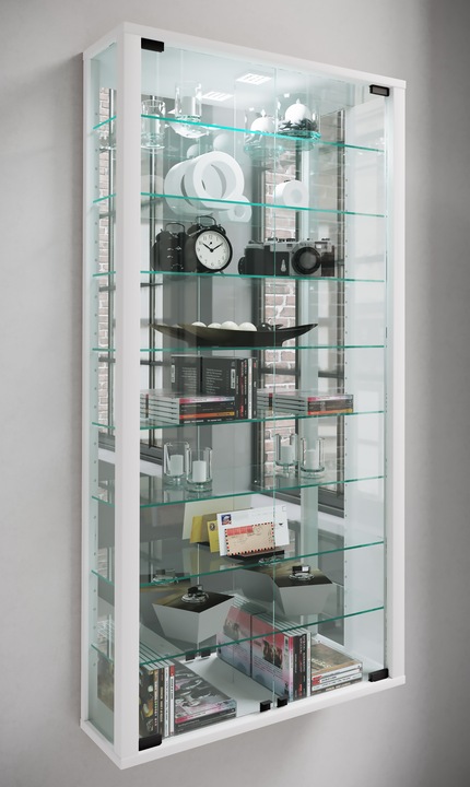 Produktbild VCM Wandvitrine Sammelvitrine Glasvitrine Wand Vitrine Regal Schrank Glas Hängevitrine "Vitrosa Maxi (59 x 18 x 115 cm)