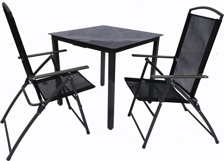 Immagine prodotto VCM Set di mobili da giardino 3 pezzi Gruppo di seduta 80x80 Vetro nero (80 cm)