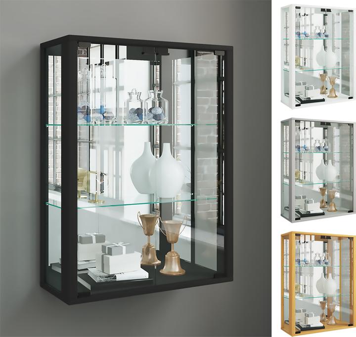 VCM Wall Display Case Collectable Glass Display Case Wall Display Case Shelf Cabinet Glass Hanging (60 x 25 x 80 cm)