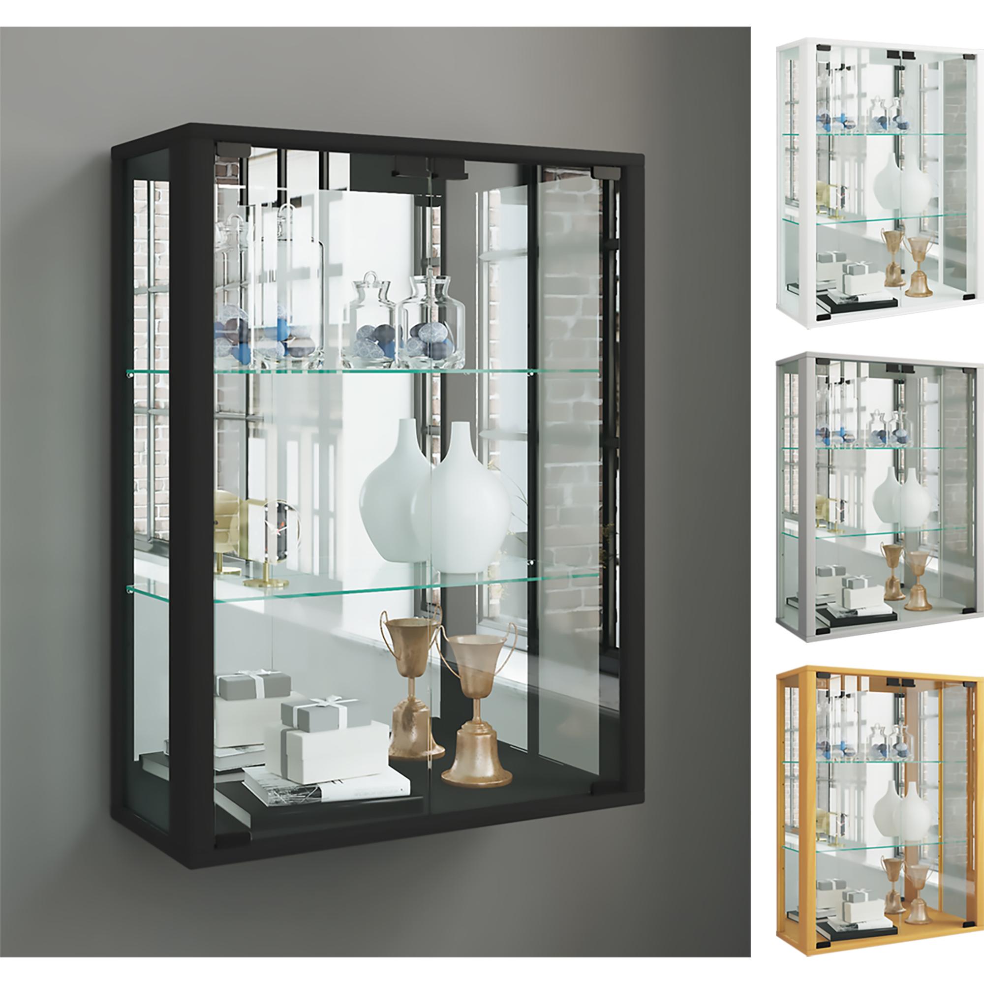 VCM, Vitrine + Buffetschrank, Wandvitrine Sammelvitrine Glasvitrine Wand Vitrine Regal Schrank Glas Hängevitrine "Udina ...