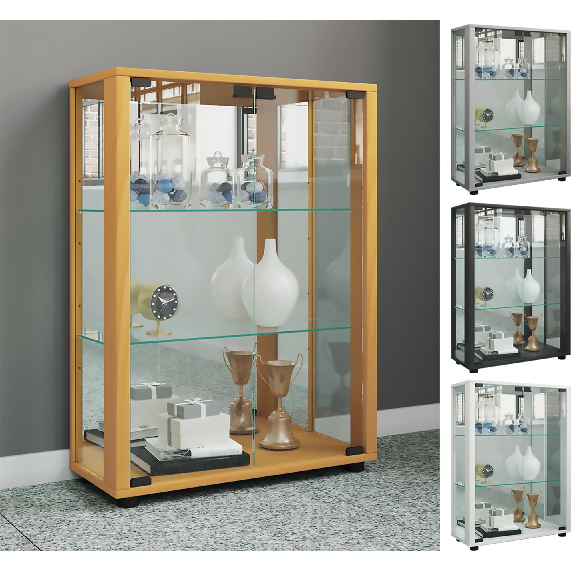 VCM, Vitrine + Buffetschrank, Sammel Stand Vitrine Holz Glas Sintalo Spiegel (60 x 25 x 80 cm)