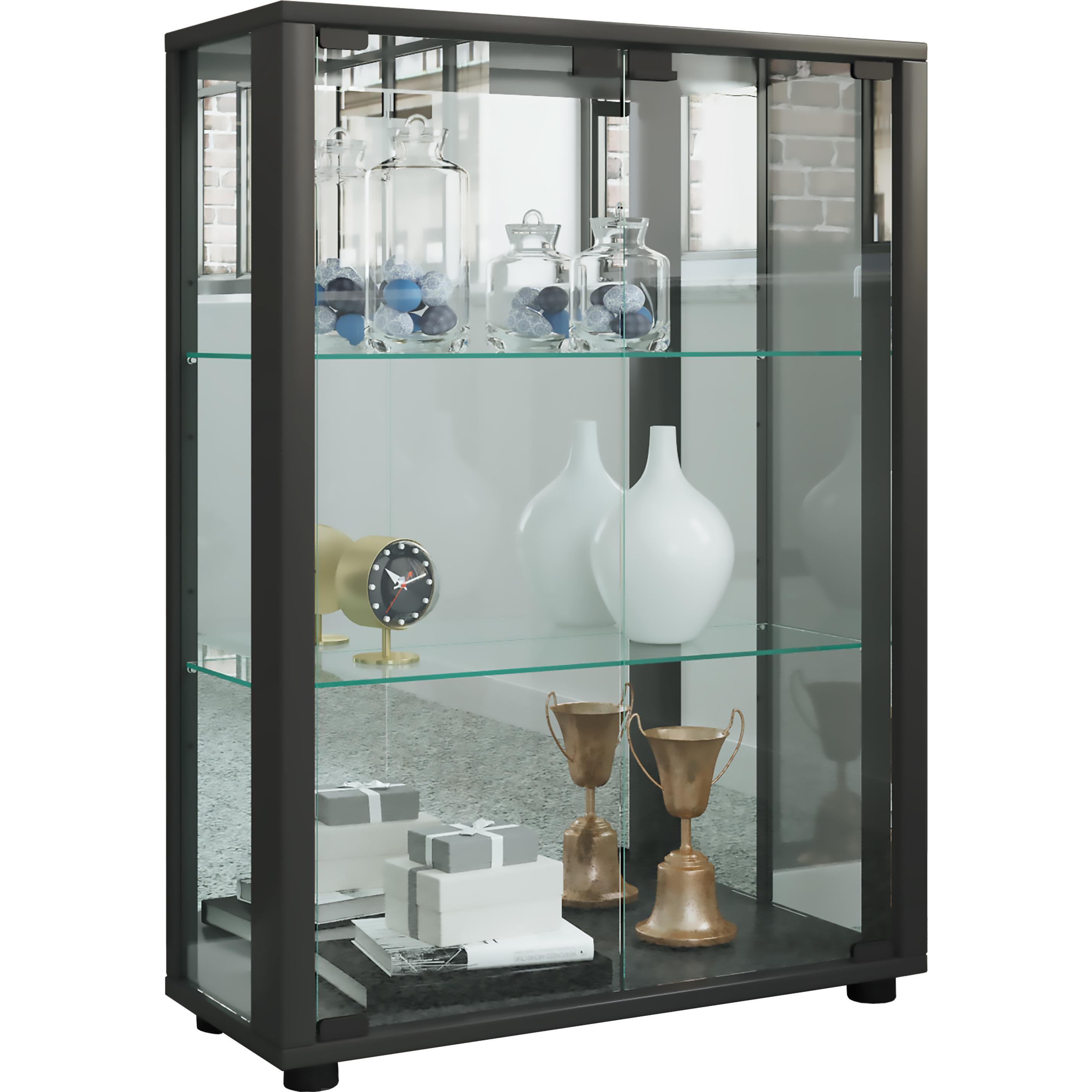 Thumbnail - VCM, Vitrine + Buffetschrank, Sammel Stand Vitrine Holz Glas Sintalo Spiegel (60 x 25 x 80 cm)