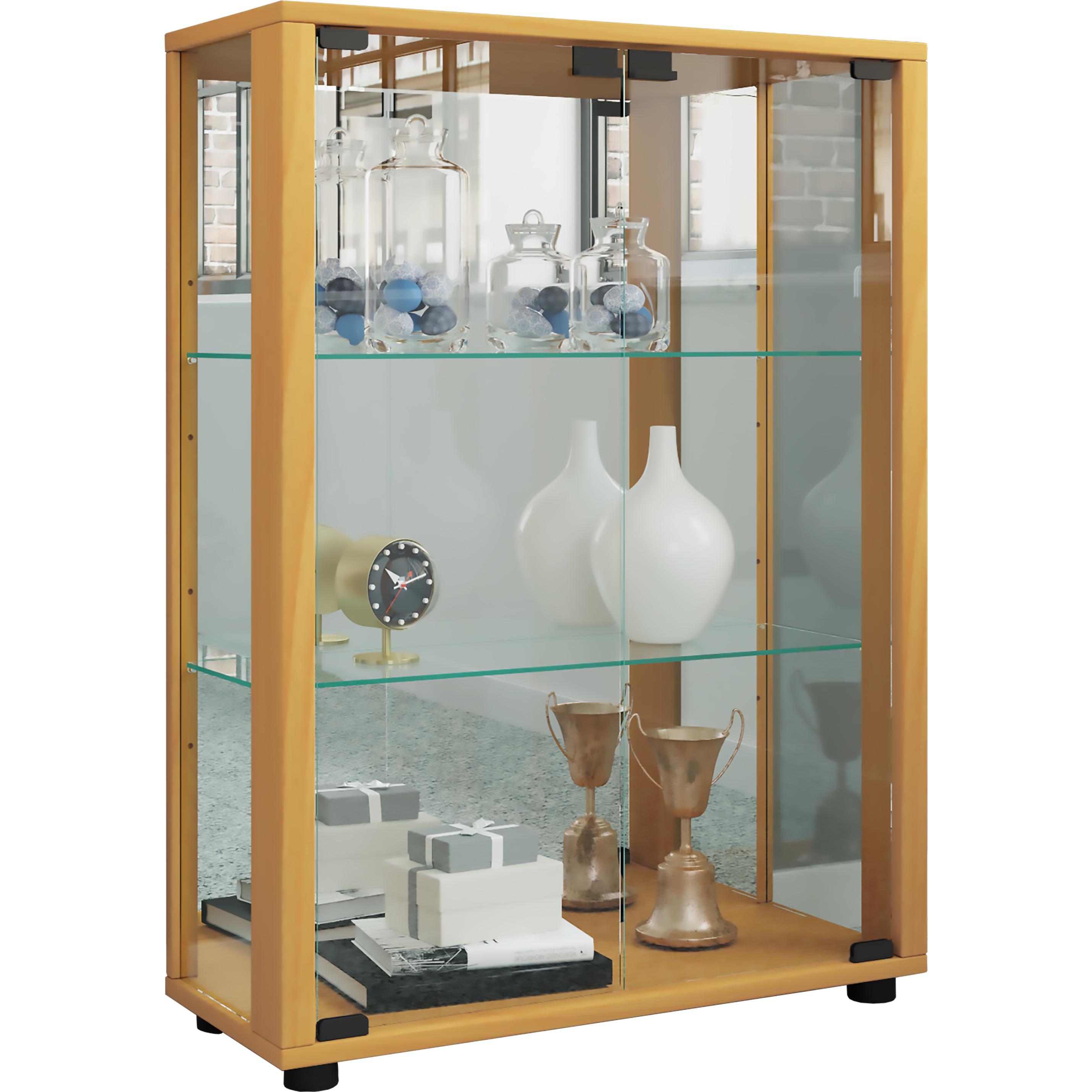 Thumbnail - VCM, Vitrine + Buffetschrank, Sammel Stand Vitrine Holz Glas Sintalo Spiegel (60 x 25 x 80 cm)