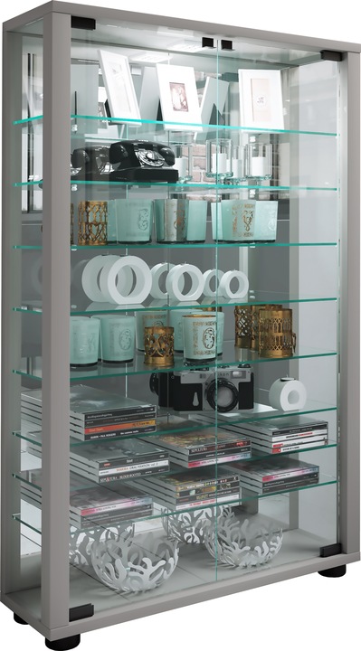Image du produit VCM Vitrine de collection vitrine sur pied vitrine en verre étagère en verre vitrine "Lumo Mini miroir (59 x 18 x 91 cm)