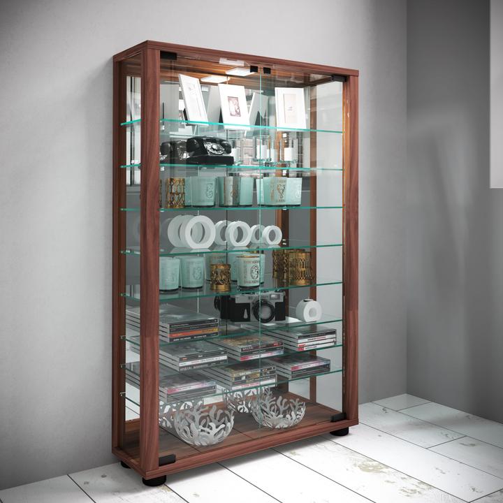 Image du produit VCM Vitrine de collection vitrine sur pied vitrine en verre étagère en verre vitrine "Lumo Mini miroir (59 x 18 x 91 cm)