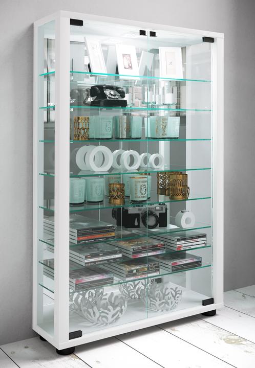 Produktbild VCM Sammelvitrine Standvitrine Glasvitrine Glasregal Vitrine Glas Schaukasten "Lumo Mini Spiegel" (59 x 18 x 91 cm)
