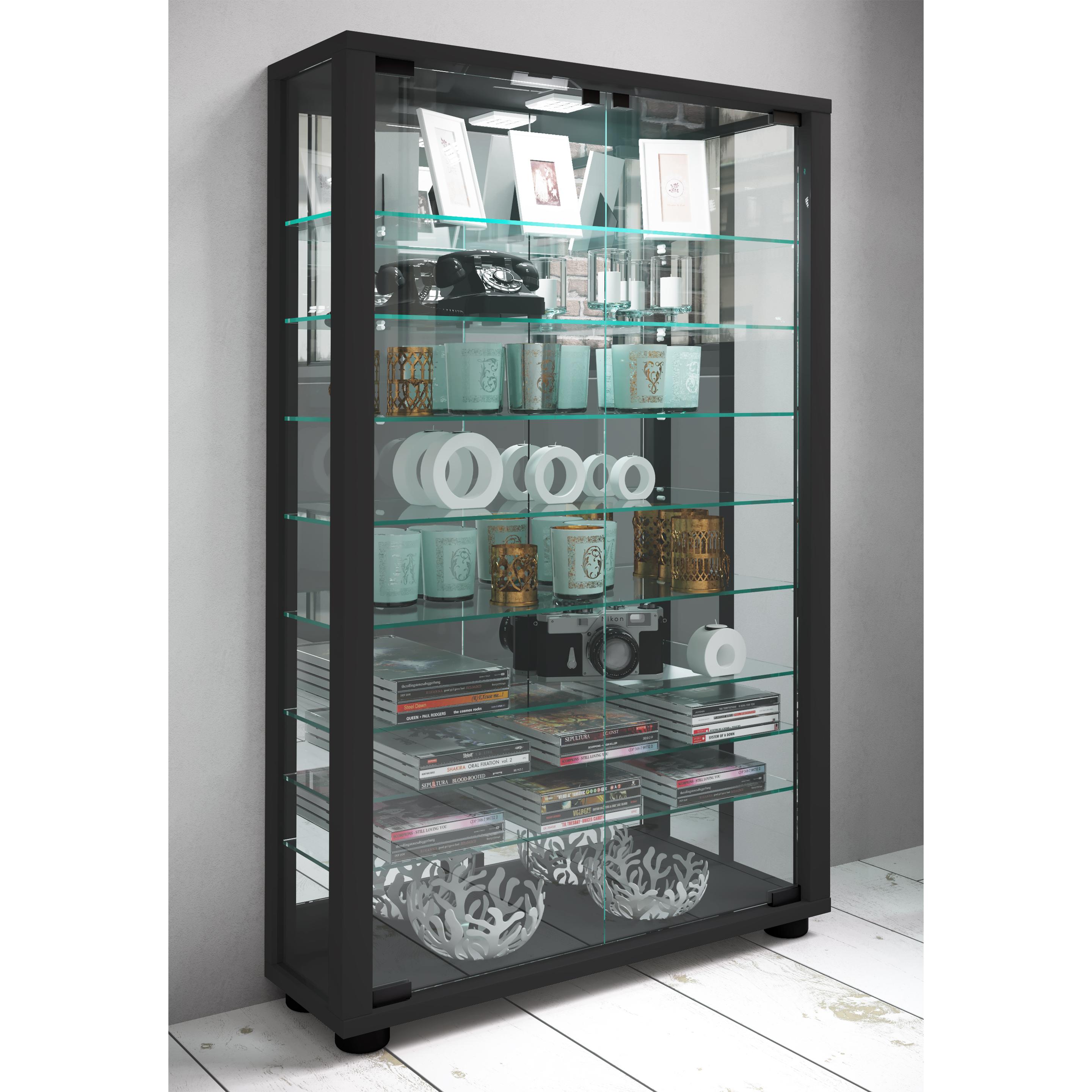 Thumbnail - VCM, Vitrine + Buffetschrank, Sammelvitrine Standvitrine Glasvitrine Glasregal Vitrine Glas Schaukasten "Lumo Mini Spieg...