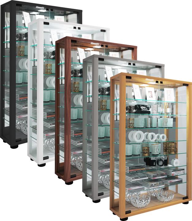 Image du produit VCM Vitrine de collection vitrine sur pied vitrine en verre étagère en verre vitrine "Lumo Mini miroir (59 x 18 x 91 cm)