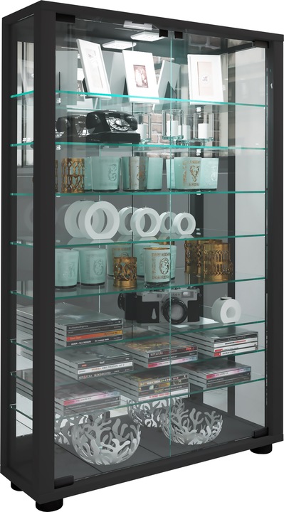 Image du produit VCM Vitrine de collection vitrine sur pied vitrine en verre étagère en verre vitrine "Lumo Mini miroir (59 x 18 x 91 cm)