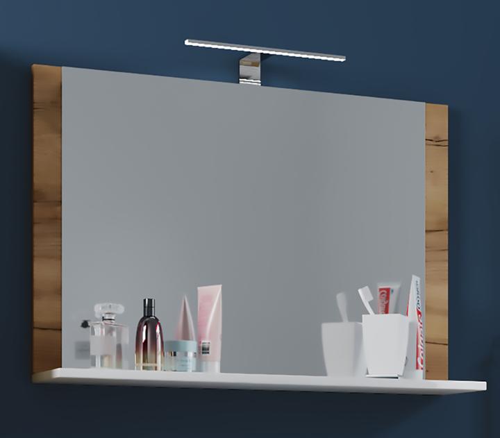 Productafbeelding VCM Badkamer Spiegel Wandspiegel met Lendasplank (80 x 17 cm)