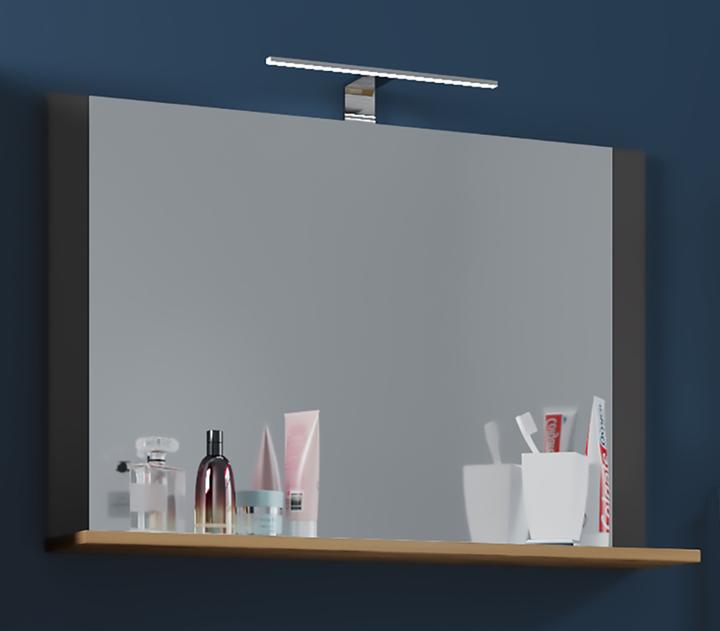 Productafbeelding VCM Badkamer Spiegel Wandspiegel met Lendasplank (80 x 17 cm)