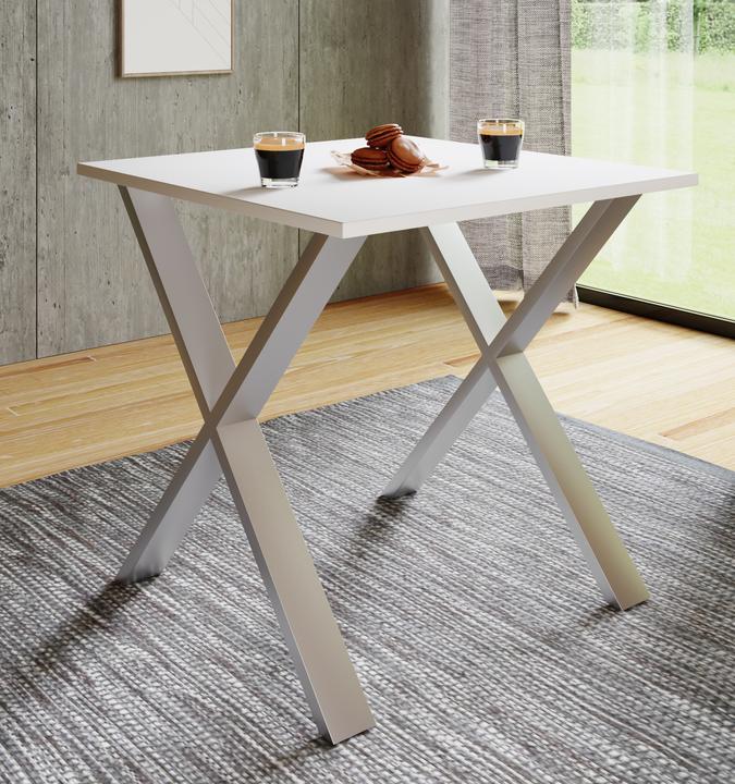 Image du produit VCM Table de salle à manger en bois Xona X Argent (80 x 80 x 76 cm)
