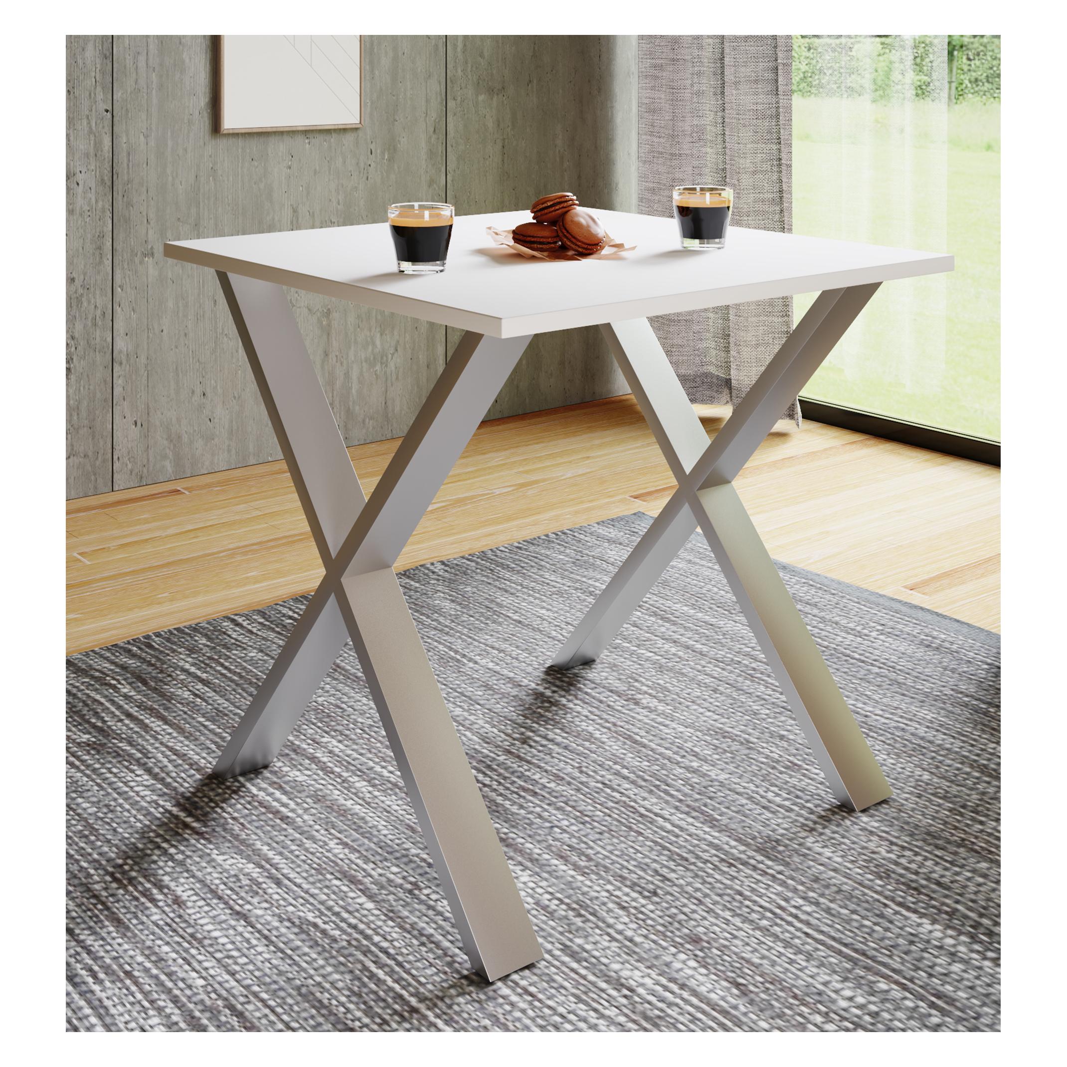 VCM, Table, Table de salle à manger en bois Xona X Argent (80 x 50 x 76 cm)