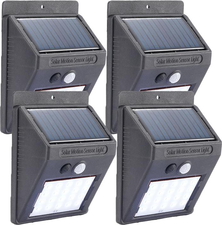 Produktbild Casativo 4er-Set Solar-LED-Wandleuchte mit Bewegungsmelder, 20 SMD LEDs (480 lm, IP44)