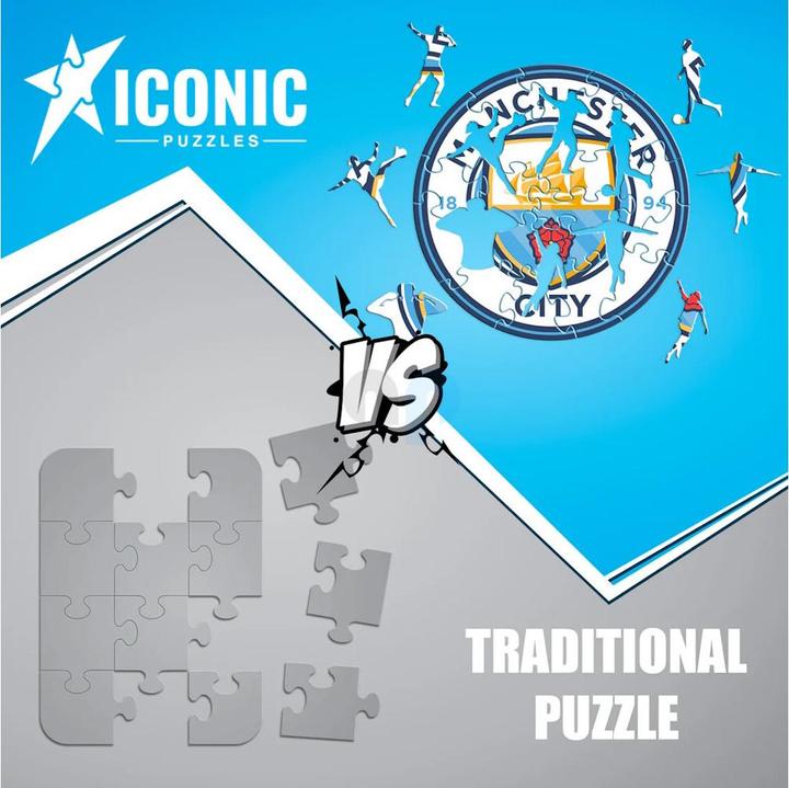 Actual product image Iconic Man City FC - Logo - Wooden Puzzle Size L (500 pieces) (500 pieces)