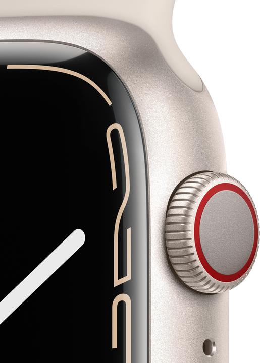 Actual product image Apple Watch Series 7 GPS + Cellular 45mm Starlight Aluminium Case with Starlight Sport Band Regular (38 mm)