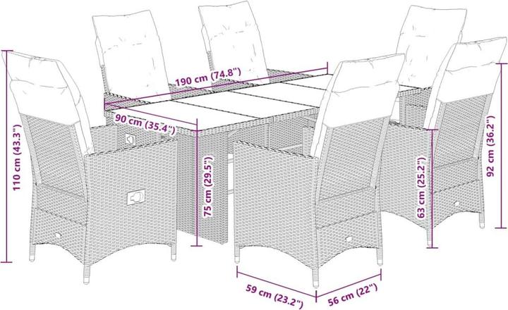 Produktbild vidaXL Garten Essgruppe (190 x 80 x 75 cm)