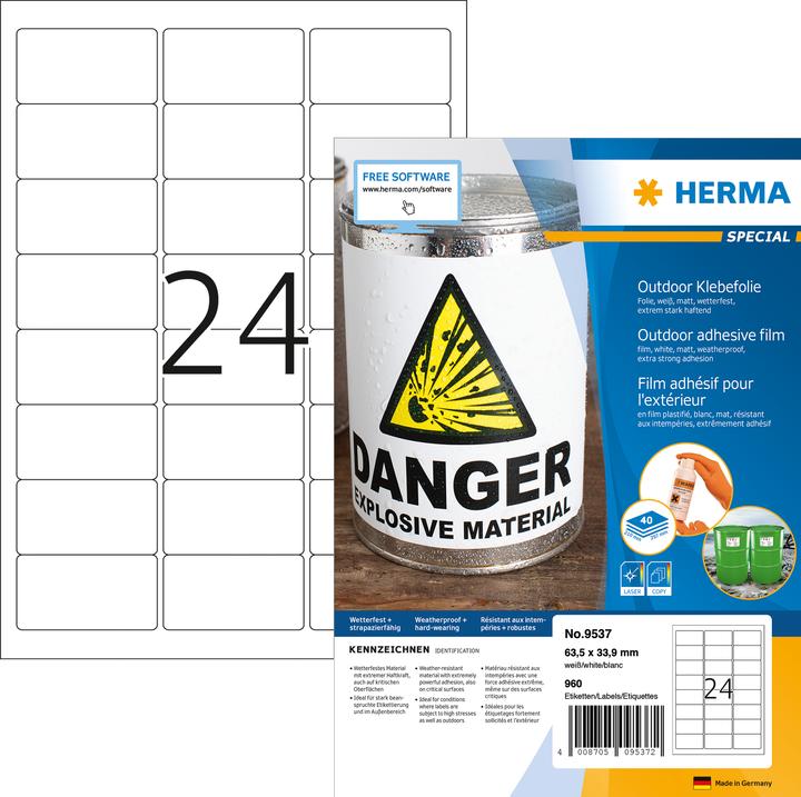 Productafbeelding HERMA Weerbestendige adresetiketten A4