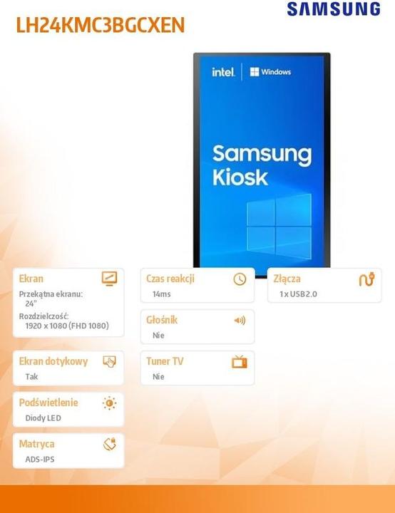 Actual product image Samsung Kiosk Display KMC-3 (1920 x 1080 pixels)