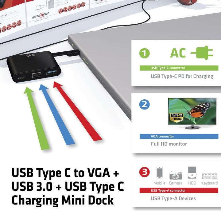 Produktbild Club 3D SenseVision Mini Dock (USB-C, 1 Port)