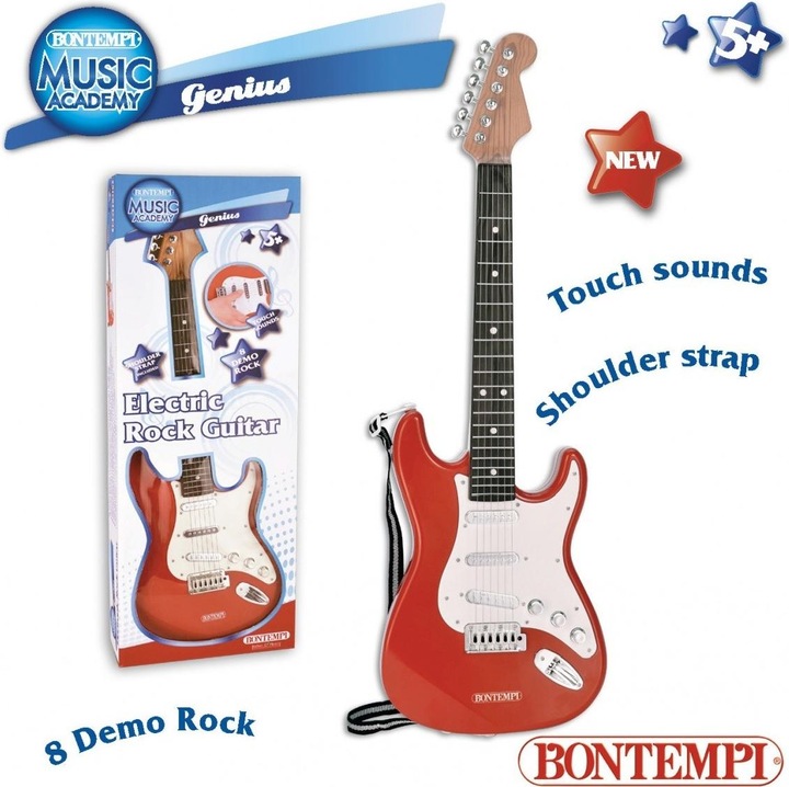 Produktbild Bontempi E-Gitarre Rot mit Gitarrengurt
