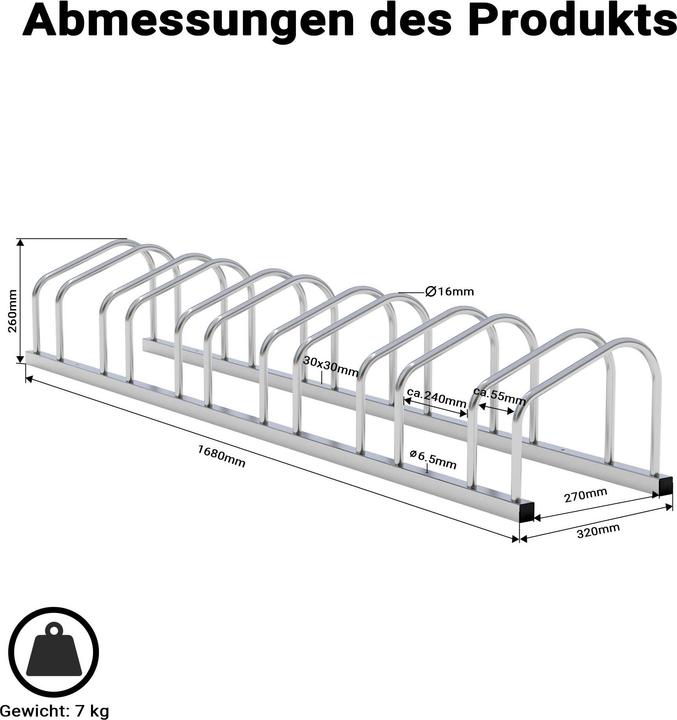 Actual product image Toboli Bicycle Stand for 6 Bikes Multiple Rack Made of Galvanised Steel for Indoor and Outdoor