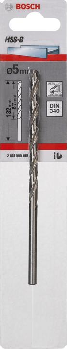 Actual product image Bosch Professional Zubehör Metal drill HSS-G, DIN 340, 5 x 87 x 132 mm, pack of 1 (5 mm)