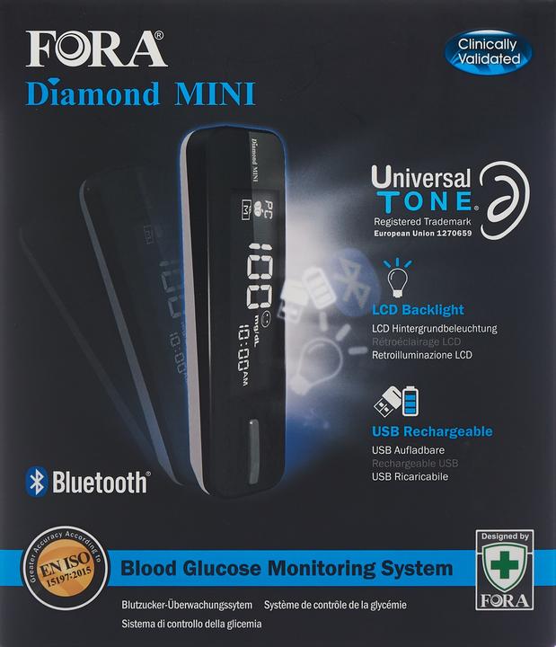 Image du produit Fora Diamond MINI lecteur de glycémie Bluetooth mmol/L pour iPhone, Android