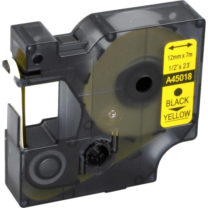 Produktbild Ampertec Label Band kompatibel zu Dymo 45018 schwarz auf gelb 12mm x 7m (1.20 cm, Schwarz)