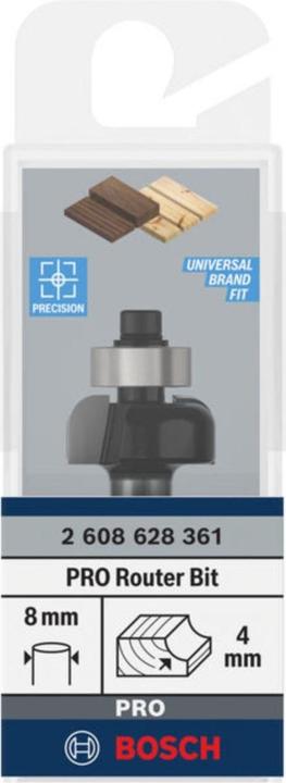 Produktbild Bosch Professional Zubehör Hohlkehlenfräser, 8 mm, R1 4 mm, D 20,7 mm, L 9 mm, G 53 mm