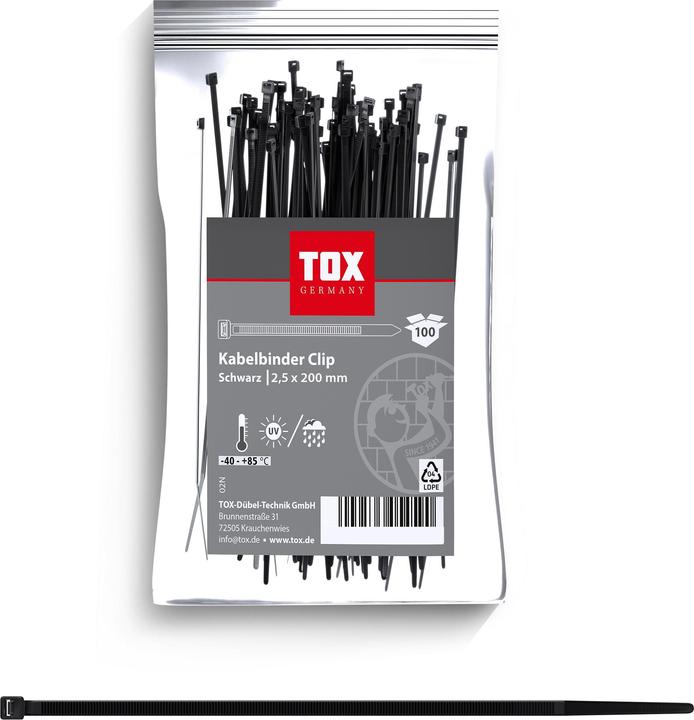 Actual product image Tox Cable tie clip 2.5x200 (100 pcs.) (Plastic cable ties, 200 mm, 100 pcs.)
