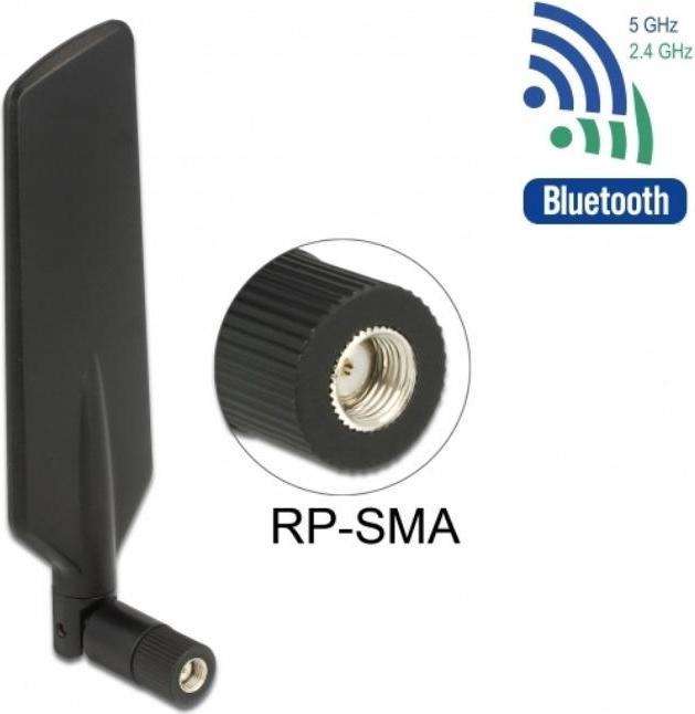 Produktbild Delock LTE WLAN Dualband Antenne RP-SMA (DECT, DVB-T, DVB-T2, Lora, 5G, 2G, WLAN, DAB+, UHF, VHF, 3G, GSM, AM / FM)