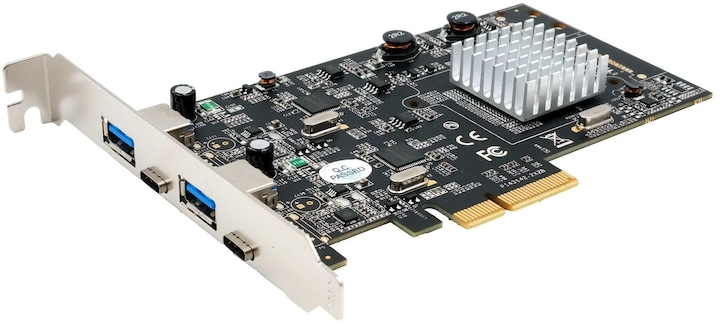 Exsys GmbH Carte 4 ports USB 3.2 Gen2 PCIe (x4) avec 2x connecteurs A et 2x connecteurs C™ (Asmedia)