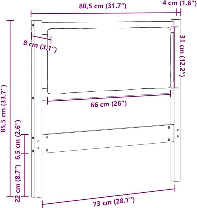 Produktbild vidaXL Kopfteil (8 x 80.50 x 85.50 cm)