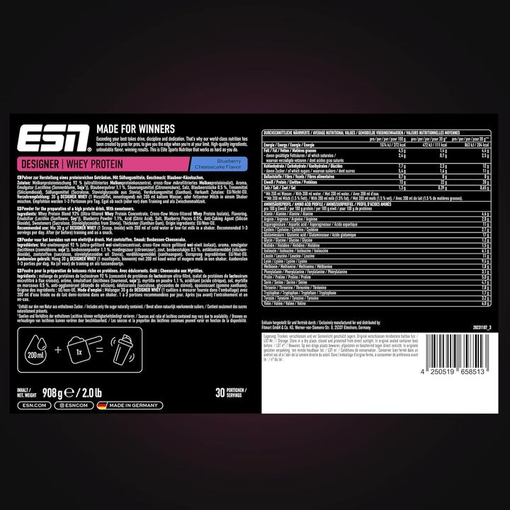 Produktbild ESN Designer Whey (Cheesecake, Blaubeeren, 1 Stk., 908 g)