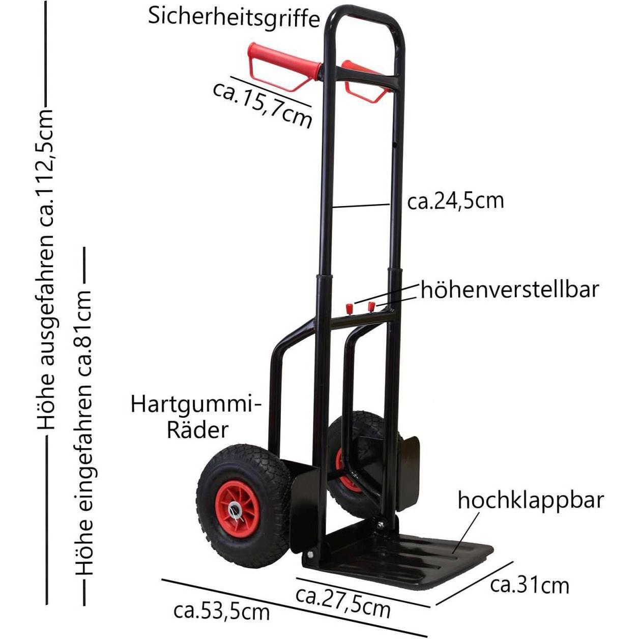 Thumbnail - Grafner, Transportwagen, Sackkarre Transportkarre Stapelkarre ausziehbar / klappbar 200 kg (200 kg)