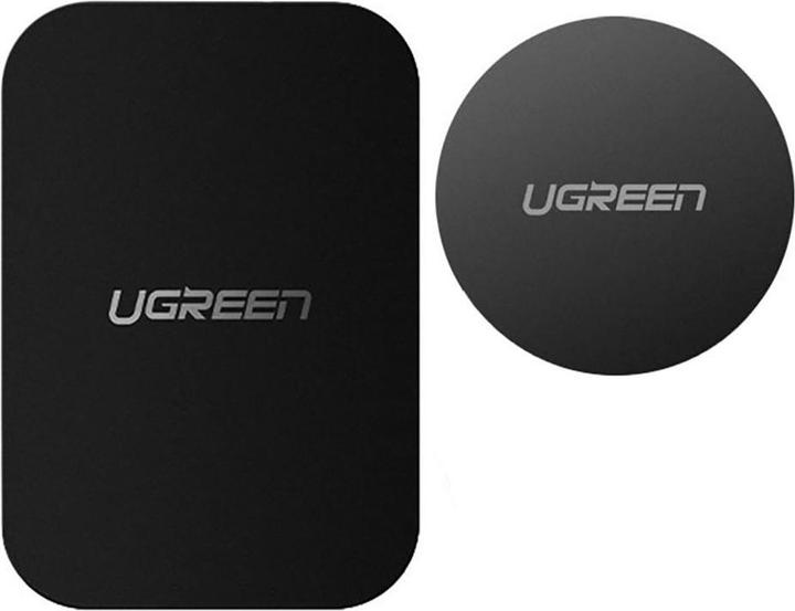 Ugreen LP123 60410 round/rectangular metal plates for magnetic phone holders - black (2 pcs)